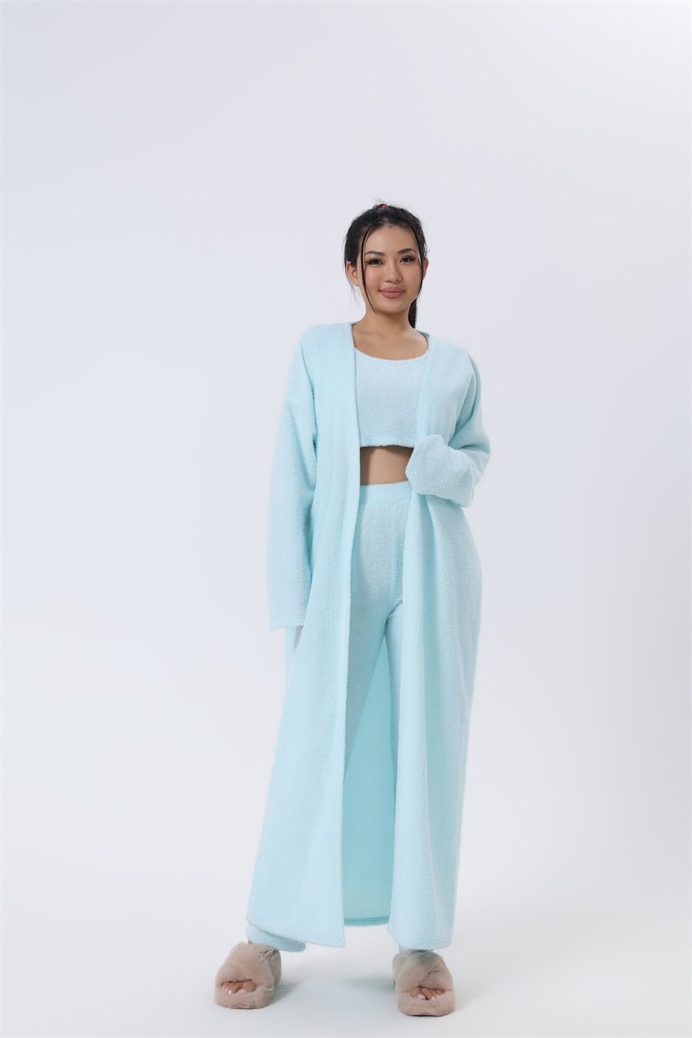Cozy Pajama Set, 3 Piece Lounge Set, Cute Loungewear, Warm Suit Sets, Matching Set, Lounge Set, 3 Piece Pant Sets, Women Winter Dress - Image 8