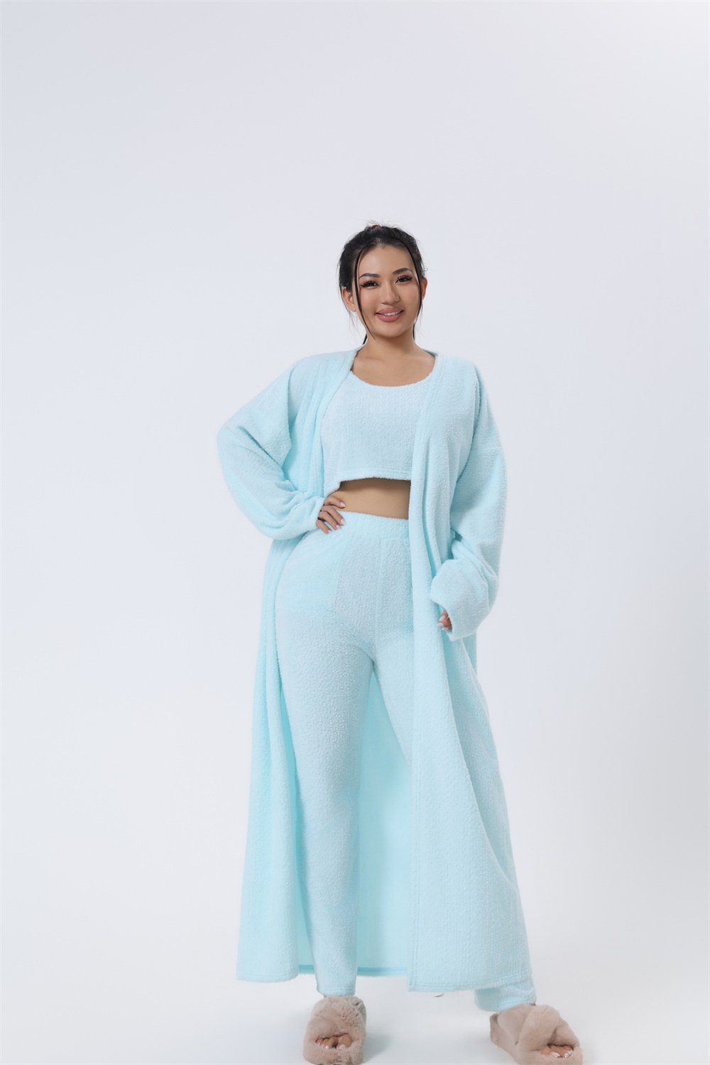 Cozy Pajama Set, 3 Piece Lounge Set, Cute Loungewear, Warm Suit Sets, Matching Set, Lounge Set, 3 Piece Pant Sets, Women Winter Dress - Image 4
